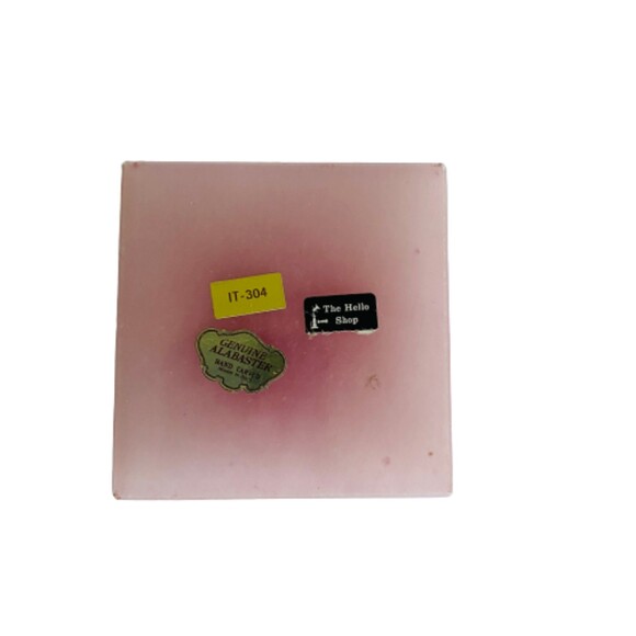 Alabaster Pink Trinket Box Violet Floral Hinged Lid Hand Carved Italy - Picture 2 of 9